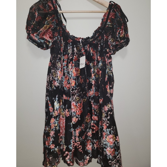 Free People Black Floral Mini Dress - Picture 5 of 7